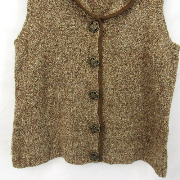 Christopher & Banks Women's Brown w/Gold Thread Button Up Sleeveless Vest  XL - Picture 3 of 11